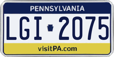 PA license plate LGI2075