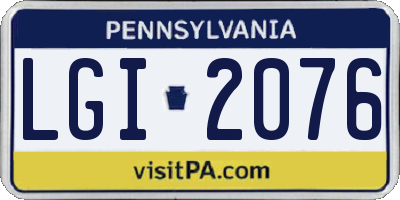 PA license plate LGI2076