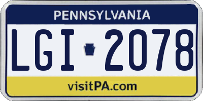 PA license plate LGI2078