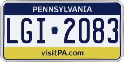 PA license plate LGI2083