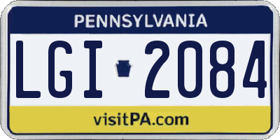 PA license plate LGI2084