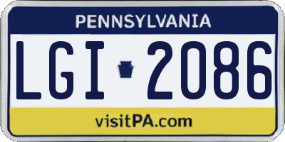 PA license plate LGI2086
