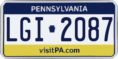 PA license plate LGI2087
