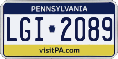 PA license plate LGI2089