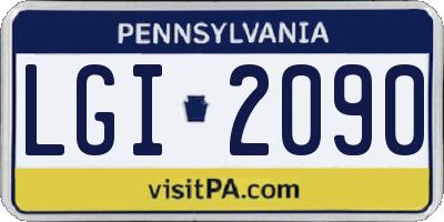 PA license plate LGI2090