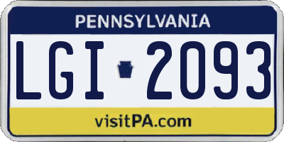 PA license plate LGI2093