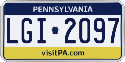 PA license plate LGI2097