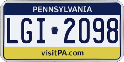 PA license plate LGI2098