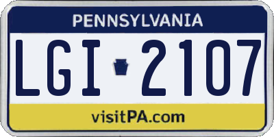 PA license plate LGI2107