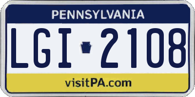 PA license plate LGI2108