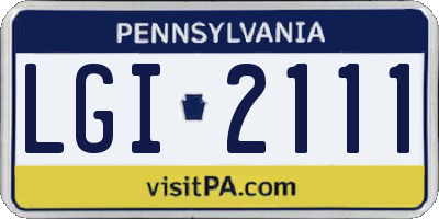 PA license plate LGI2111