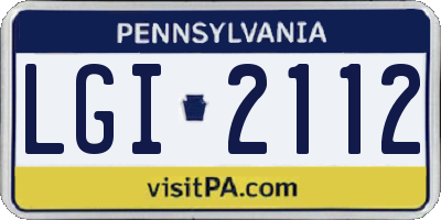 PA license plate LGI2112