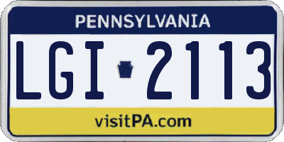 PA license plate LGI2113