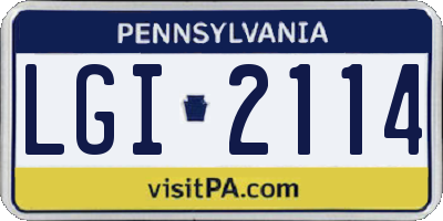 PA license plate LGI2114