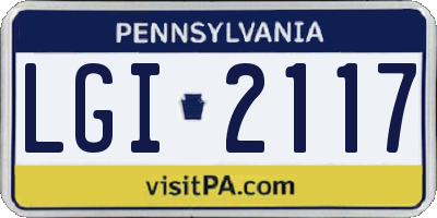 PA license plate LGI2117