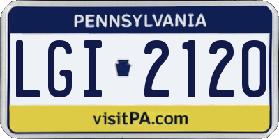 PA license plate LGI2120