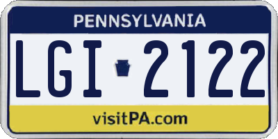 PA license plate LGI2122
