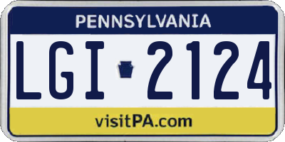 PA license plate LGI2124