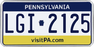PA license plate LGI2125