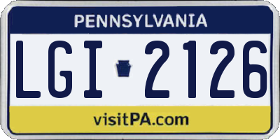 PA license plate LGI2126