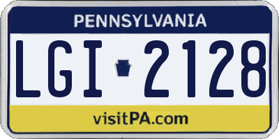 PA license plate LGI2128