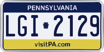 PA license plate LGI2129
