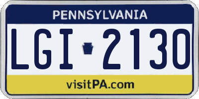 PA license plate LGI2130