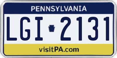 PA license plate LGI2131