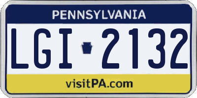 PA license plate LGI2132