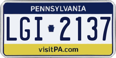 PA license plate LGI2137