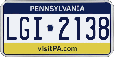 PA license plate LGI2138