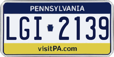 PA license plate LGI2139