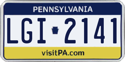 PA license plate LGI2141