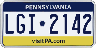 PA license plate LGI2142
