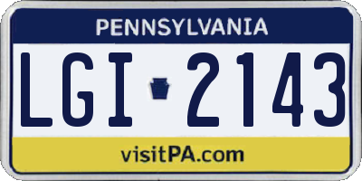PA license plate LGI2143