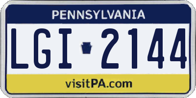 PA license plate LGI2144