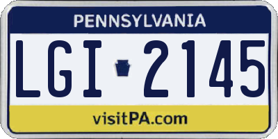 PA license plate LGI2145