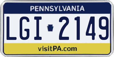 PA license plate LGI2149