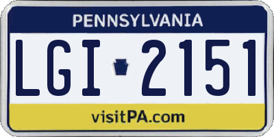 PA license plate LGI2151