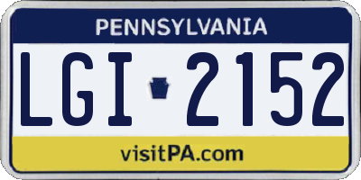 PA license plate LGI2152