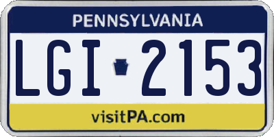 PA license plate LGI2153