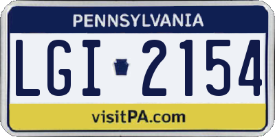 PA license plate LGI2154