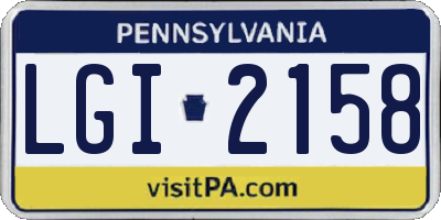 PA license plate LGI2158