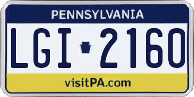 PA license plate LGI2160