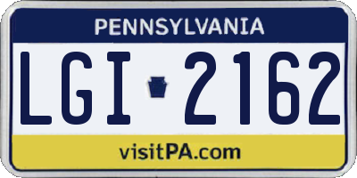PA license plate LGI2162