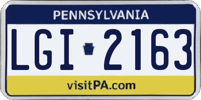 PA license plate LGI2163