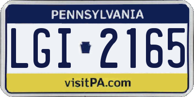 PA license plate LGI2165