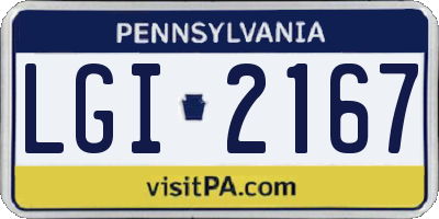 PA license plate LGI2167