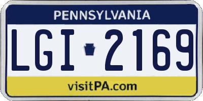 PA license plate LGI2169