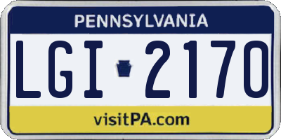 PA license plate LGI2170